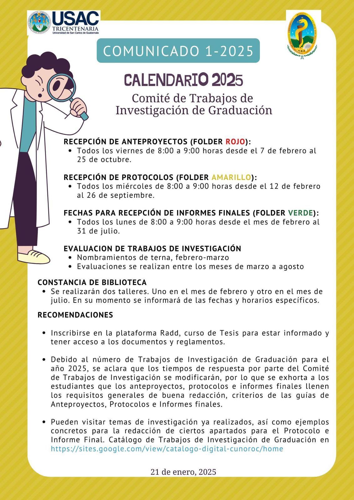 Información para el ciclo 2025